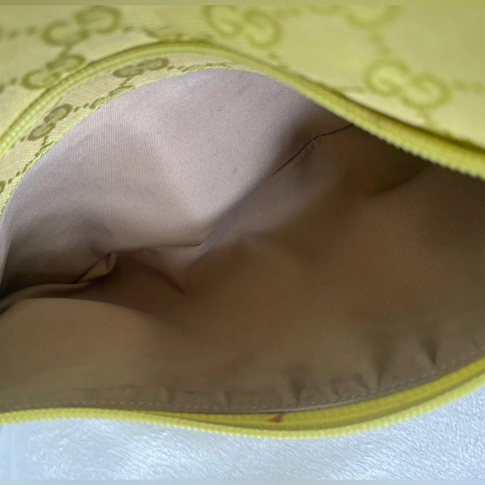 Gucci Lime Green Canvas Shoulder Bag EUC - Picture 6 of 16